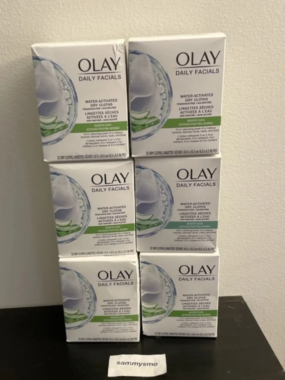Olay Daily Facials Sensitive Clean 5-in-1 Water Activated Cloths 33 ct ea, x6